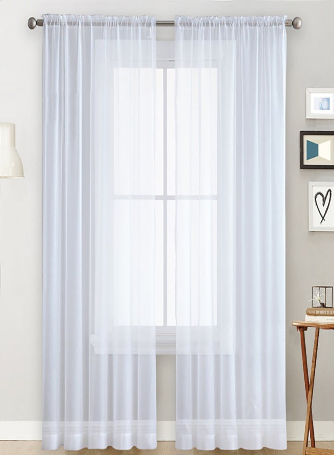 Sheer Curtains Living Room Rod Pocket Window Curtain Panels Bedroom Semi Sheer Voile Curtains White (39''Wx98''L,2 Panels) - Image 1
